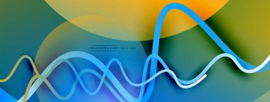 Gölge efektli dalga çizgisi olan soyut gradyan arkaplan. Geometrik bileşim. 3B gölge efektleri ve sıvı eğimleri