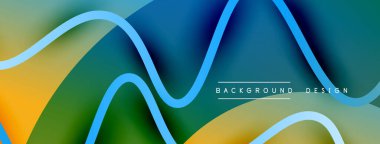 Gölge efektli dalga çizgisi olan soyut gradyan arkaplan. Geometrik bileşim. 3B gölge efektleri ve sıvı eğimleri