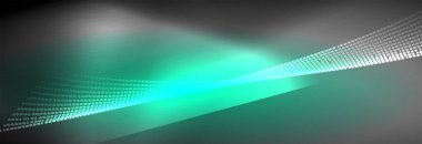 Parlak ışık dalga çizgisi parçacıkları olan parlak bir arkaplan. Duvar kağıdı arkaplanı, iş ve teknoloji sunumları için tasarım şablonları, İnternet posterleri veya web broşürü kapakları