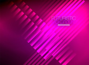 Parlak neon rengi tekno soyut arkaplan, koyu arkaplanda parlak neon çizgiler