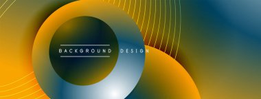 Gölgeli gradyan daireler. Vektör tekno soyut arka plan. Modern üstüste bindirme formları duvar kağıdı arkaplanı, tasarım şablonu