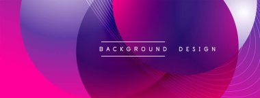 Gölgeli gradyan daireler. Vektör tekno soyut arka plan. Modern üstüste bindirme formları duvar kağıdı arkaplanı, tasarım şablonu