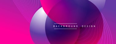 Gölgeli gradyan daireler. Vektör tekno soyut arka plan. Modern üstüste bindirme formları duvar kağıdı arkaplanı, tasarım şablonu