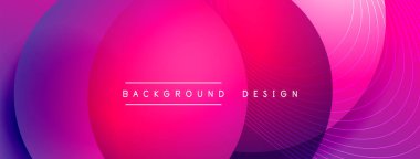 Gölgeli gradyan daireler. Vektör tekno soyut arka plan. Modern üstüste bindirme formları duvar kağıdı arkaplanı, tasarım şablonu