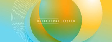 Gölgeli gradyan daireler. Vektör tekno soyut arka plan. Modern üstüste bindirme formları duvar kağıdı arkaplanı, tasarım şablonu