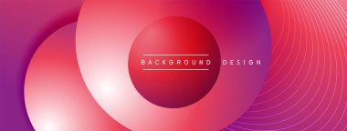 Gölgeli gradyan daireler. Vektör tekno soyut arka plan. Modern üstüste bindirme formları duvar kağıdı arkaplanı, tasarım şablonu