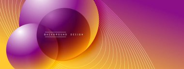 Gölgeli gradyan daireler. Vektör tekno soyut arka plan. Modern üstüste bindirme formları duvar kağıdı arkaplanı, tasarım şablonu