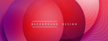 Gölgeli gradyan daireler. Vektör tekno soyut arka plan. Modern üstüste bindirme formları duvar kağıdı arkaplanı, tasarım şablonu