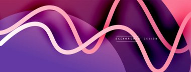 Gölge efektli dalga çizgisi olan soyut gradyan arkaplan. Geometrik bileşim. 3B gölge efektleri ve sıvı eğimleri