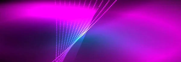 Νέον λαμπερό χρώμα φόντο με φως λαμπερό κύμα σωματιδίων γραμμή. Πλαίσιο ταπετσαρίας, πρότυπα σχεδιασμού για παρουσιάσεις επιχειρήσεων ή τεχνολογίας, αφίσες στο διαδίκτυο ή εξώφυλλα φυλλαδίων — Διανυσματικό Αρχείο