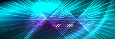 Neon dinamik ışınlar vektör soyut duvar kağıdı arka planı. Duvar kağıdı arkaplanı, iş ve teknoloji sunumları için tasarım şablonları, İnternet posterleri veya web broşürü kapakları