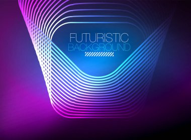 Neon rengi kare çizgileri soyut arkaplan. Parlak sihirli enerji ve hareket konsepti, vektör soyut duvar kağıdı arkaplanı