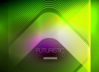 Neon rengi kare çizgileri soyut arkaplan. Parlak sihirli enerji ve hareket konsepti, vektör soyut duvar kağıdı arkaplanı