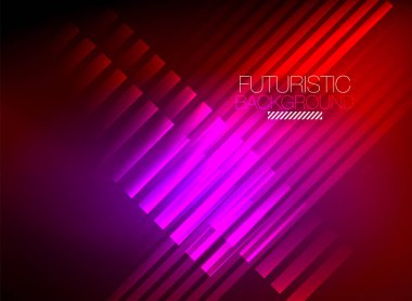 Parlak neon rengi tekno soyut arkaplan, koyu arkaplanda parlak neon çizgiler