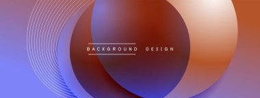 Gölgeli gradyan daireler. Vektör tekno soyut arka plan. Modern üstüste bindirme formları duvar kağıdı arkaplanı, tasarım şablonu