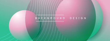 Gölgeli gradyan daireler. Vektör tekno soyut arka plan. Modern üstüste bindirme formları duvar kağıdı arkaplanı, tasarım şablonu