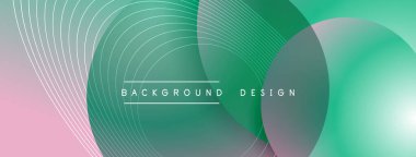 Gölgeli gradyan daireler. Vektör tekno soyut arka plan. Modern üstüste bindirme formları duvar kağıdı arkaplanı, tasarım şablonu