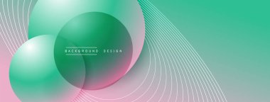 Gölgeli gradyan daireler. Vektör tekno soyut arka plan. Modern üstüste bindirme formları duvar kağıdı arkaplanı, tasarım şablonu