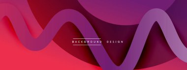 Gölge efektli dalga çizgisi olan soyut gradyan arkaplan. Geometrik bileşim. 3B gölge efektleri ve sıvı eğimleri