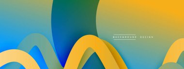 Gölge efektli dalga çizgisi olan soyut gradyan arkaplan. Geometrik bileşim. 3B gölge efektleri ve sıvı eğimleri