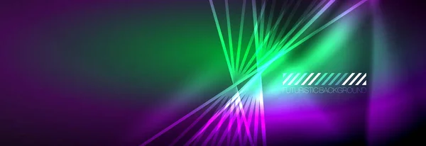 Neon dinamik ışınlar vektör soyut duvar kağıdı arka planı. Duvar kağıdı arkaplanı, iş ve teknoloji sunumları için tasarım şablonları, İnternet posterleri veya web broşürü kapakları — Stok Vektör