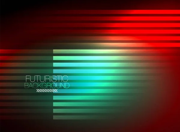 Ljus neon färg techno abstrakt bakgrund, glänsande glödande neon linjer i den mörka bakgrunden — Stock vektor