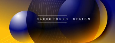 Gölgeli gradyan daireler. Vektör tekno soyut arka plan. Modern üstüste bindirme formları duvar kağıdı arkaplanı, tasarım şablonu