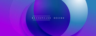 Gölgeli gradyan daireler. Vektör tekno soyut arka plan. Modern üstüste bindirme formları duvar kağıdı arkaplanı, tasarım şablonu