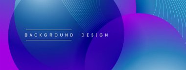 Gölgeli gradyan daireler. Vektör tekno soyut arka plan. Modern üstüste bindirme formları duvar kağıdı arkaplanı, tasarım şablonu