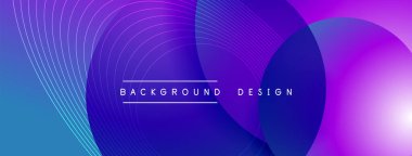 Gölgeli gradyan daireler. Vektör tekno soyut arka plan. Modern üstüste bindirme formları duvar kağıdı arkaplanı, tasarım şablonu