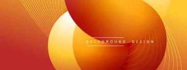 Gölgeli gradyan daireler. Vektör tekno soyut arka plan. Modern üstüste bindirme formları duvar kağıdı arkaplanı, tasarım şablonu