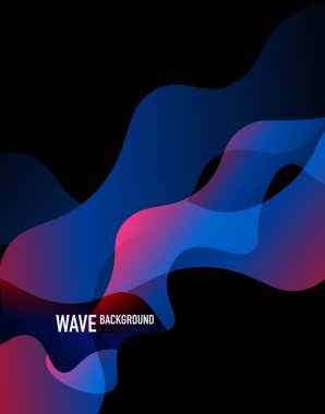 Dikey akışkan eğimli dalga soyut arkaplanı. Karanlıkta parlak renk dalgaları. Duvar Kağıdı, Sancak, Arkaplan, İniş Sayfası için Vektör İllüstrasyonu