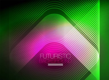 Neon rengi kare çizgileri soyut arkaplan. Parlak sihirli enerji ve hareket konsepti, vektör soyut duvar kağıdı arkaplanı