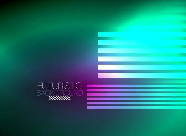 Bright neon color techno abstract background, shiny glowing neon lines in the dark background — Stock Vector