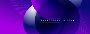 Gölgeli gradyan daireler. Vektör tekno soyut arka plan. Modern üstüste bindirme formları duvar kağıdı arkaplanı, tasarım şablonu