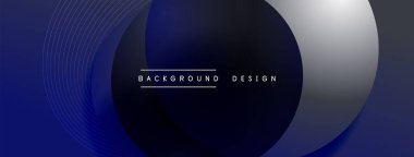 Gölgeli gradyan daireler. Vektör tekno soyut arka plan. Modern üstüste bindirme formları duvar kağıdı arkaplanı, tasarım şablonu