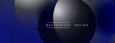 Gölgeli gradyan daireler. Vektör tekno soyut arka plan. Modern üstüste bindirme formları duvar kağıdı arkaplanı, tasarım şablonu