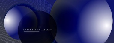 Gölgeli gradyan daireler. Vektör tekno soyut arka plan. Modern üstüste bindirme formları duvar kağıdı arkaplanı, tasarım şablonu