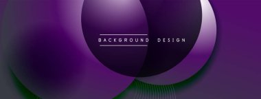 Gölgeli gradyan daireler. Vektör tekno soyut arka plan. Modern üstüste bindirme formları duvar kağıdı arkaplanı, tasarım şablonu