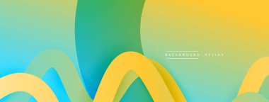 Gölge efektli dalga çizgisi olan soyut gradyan arkaplan. Geometrik bileşim. 3B gölge efektleri ve sıvı eğimleri