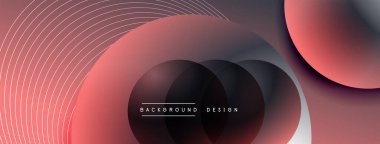 Gölgeli gradyan daireler. Vektör tekno soyut arka plan. Modern üstüste bindirme formları duvar kağıdı arkaplanı, tasarım şablonu