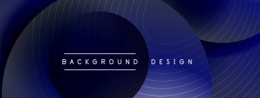 Gölgeli gradyan daireler. Vektör tekno soyut arka plan. Modern üstüste bindirme formları duvar kağıdı arkaplanı, tasarım şablonu