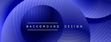 Gölgeli gradyan daireler. Vektör tekno soyut arka plan. Modern üstüste bindirme formları duvar kağıdı arkaplanı, tasarım şablonu