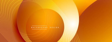 Gölgeli gradyan daireler. Vektör tekno soyut arka plan. Modern üstüste bindirme formları duvar kağıdı arkaplanı, tasarım şablonu