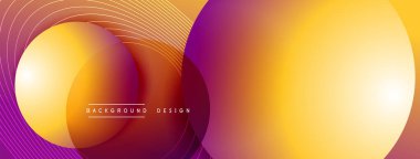 Gölgeli gradyan daireler. Vektör tekno soyut arka plan. Modern üstüste bindirme formları duvar kağıdı arkaplanı, tasarım şablonu