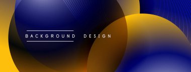 Gölgeli gradyan daireler. Vektör tekno soyut arka plan. Modern üstüste bindirme formları duvar kağıdı arkaplanı, tasarım şablonu