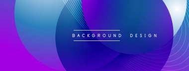 Gölgeli gradyan daireler. Vektör tekno soyut arka plan. Modern üstüste bindirme formları duvar kağıdı arkaplanı, tasarım şablonu