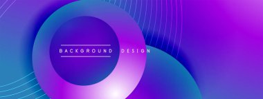 Gölgeli gradyan daireler. Vektör tekno soyut arka plan. Modern üstüste bindirme formları duvar kağıdı arkaplanı, tasarım şablonu