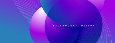Gölgeli gradyan daireler. Vektör tekno soyut arka plan. Modern üstüste bindirme formları duvar kağıdı arkaplanı, tasarım şablonu