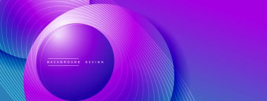 Gölgeli gradyan daireler. Vektör tekno soyut arka plan. Modern üstüste bindirme formları duvar kağıdı arkaplanı, tasarım şablonu